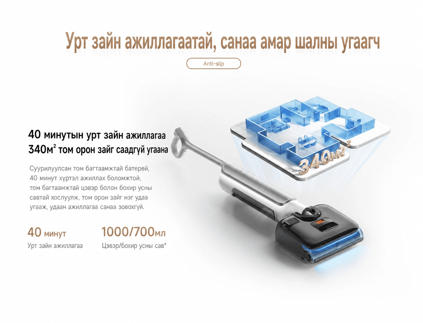Xiaomi Mijia Wireless Floor Scrubber 5 Max- Утасгүй Шал Угаагч 5  - 3
